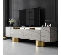 Skye Decor, estilo Bohemio: Mueble de televisión en travertino, color dorado, dimensiones: 180 x 50 x 30 cm