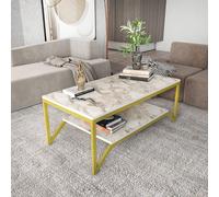 Skye Decor, Flora: Mesa de centro, color dorado y blanco, fabricada con tablero de partículas laminado al 100%, dimensiones: 120 x 60 x 45,8 cm
