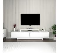 Skye Decor, Grasyas: Estante para TV, color blanco, fabricado con tablero de partículas de 100% melamina, dimensiones: 180 x 29,6 x 50,2 cm