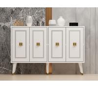 Skye Decor, Hartın - Blanco, Dorado, Consola, Blanco, 100% tablero de partículas melaminado, 120 x 30 x 80 cm
