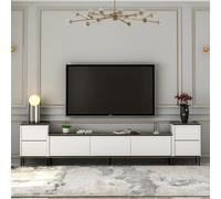 Skye Decor, Imaj: Mueble blanco de mármol para televisión, fabricado con tablero de partículas de 100% melamina, color blanco, dimensiones: 180 x 35 x 45,2 cm