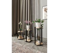 Skye Decor, juego de 3 soportes de madera modernos para plantas, roble, 23 x 30/40/50 cm. Fabricados con 100% MDF y madera contrachapada de alta densidad. Ideales para ambientes escandinavos, elegante