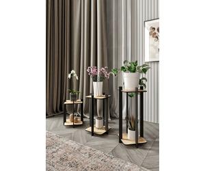 Skye Decor, juego de 3 soportes de madera modernos para plantas, roble, 23 x 30/40/50 cm. Fabricados con 100% MDF y madera contrachapada de alta densidad. Ideales para ambientes escandinavos, elegante