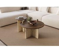 Skye Decor, juego de mesas auxiliares (2 unidades), nogal y travertino, 70 x 40 x 70 cm y 40 x 47 x 40 cm | 100% tablero de partículas melaminado | Diseño moderno para espacios habitables elegantes.