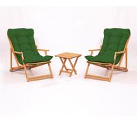 Skye Decor, juego de muebles de jardín de alta calidad (3 piezas), 100% madera de haya, sin barnizar. Mesa: 40x40x40 cm. Sillas: 50x81x50 cm. Pintura protectora para madera a base de agua, color verde