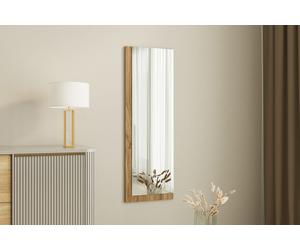 Skye Decor, Lariya: Blanco, nogal, espejo, blanco, 40 x 2,2 x 120 cm