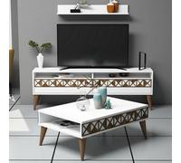 Skye Decor, Línea: Blanco, Juego de muebles para sala de estar, Blanco, 100% aglomerado melaminizado, 150 x 30 x 50 cm