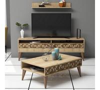 Skye Decor, Línea: Roble. Juego de muebles para sala de estar, roble, 100% aglomerado revestido de melamina, 150 x 30 x 50 cm