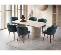 Skye Decor, Loft - 2931, Mesa de comedor, Travertino, 100% tablero de fibra de alta densidad con revestimiento de melamina, 180 x 90 x 77 cm