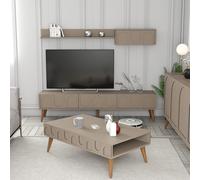 Skye Decor, Lyon 3 - Atlas, Nuez, Juego de muebles para sala de estar, Atlas, 100% tablero de partículas con revestimiento de melamina, 180 x 35 x 44 cm