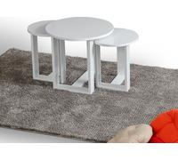 Skye Decor, Mira: Juego de mesas (3 unidades), color blanco, fabricadas con tablero de partículas de alta calidad recubierto de melamina al 100%, dimensiones: 52 x 52 x 47 cm