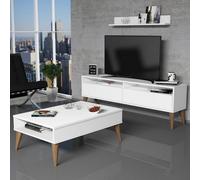 Skye Decor, Modelo Best - Blanco, Juego de muebles para sala de estar, Blanco, 100% aglomerado melaminizado, 150 x 30 x 50 cm