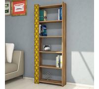 Skye Decor, Modelo City: Estantería de nogal, color amarillo, con estantes para libros, fabricada en madera contrachapada con revestimiento de melamina al 100%, dimensiones: 64,6 x 24,2 x 170 cm