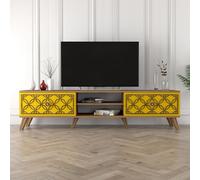 Skye Decor, Modelo: Clásico, Color: Nuez, Amarillo, Muebles para televisión, Madera de nogal, 180 x 44 x 35 cm
