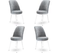 Skye Decor, modelo Dexa: Juego de 4 sillas, color gris y blanco, 100% metal, dimensiones: 45 x 42 x 89 cm