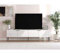 Skye Decor, modelo Dore: Estante para TV, color blanco, fabricado con tablero de fibra de densidad media (MDF) recubierto al 100% con melamina, dimensiones: 180 x 30 x 45 cm