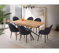 Skye Decor, modelo Falcon - 2961, mesa de comedor extensible, color marrón, fabricada con tablero de aglomerado laminado al 100%, dimensiones: 160 x 90 x 79 cm