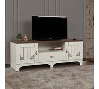 Skye Decor, modelo Gazel 140: mesa de televisión disponible en blanco, marrón y verde. Fabricada con tablero de partículas de alta calidad recubierto al 100% con melamina. Dimensiones: 140 x 41 x 52 c
