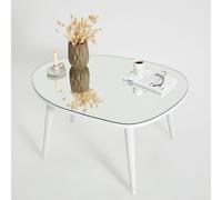 Skye Decor, modelo Gusto: Mesa de centro, color blanco, fabricada con vidrio templado al 100%, dimensiones: 75 x 55 x 38 cm