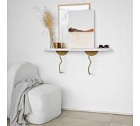 Skye Decor, modelo Lierre: estante dorado, blanco, para pared, 100% madera maciza, dorado, 99 x 22 cm