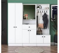 Skye Decor, modelo M3 - 1559, Hallenstand, color blanco, 100% aglomerado melaminizado, dimensiones: 179,4 x 37,3 x 182,8 cm