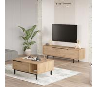 Skye Decor, modelo ON19-S, juego de muebles para sala de estar, roble, 100% aglomerado revestido de melamina, 160 x 35,5 x 45 cm