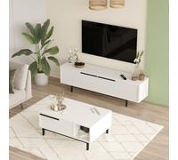 Skye Decor, modelo ON19-W, juego de muebles para sala de estar, color blanco, 100% aglomerado recubierto de melamina, dimensiones: 160 x 35,5 x 45 cm