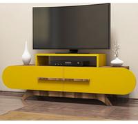 Skye Decor, modelo Rose: mueble de TV en madera de nogal, color amarillo, dimensiones: 145 x 49,8 x 36,8 cm