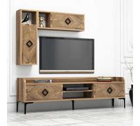 Skye Decor, modelo Samba, mueble para televisión, acabado en nogal, fabricado con paneles de aglomerado recubiertos al 100% con melamina, dimensiones: 180 x 35 x 52 cm
