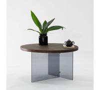 Skye Decor, modelo Serenity: mesa de centro, acabados en nogal y gris oscuro, fabricada con vidrio templado al 100%, dimensiones: 70 x 40 cm