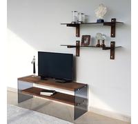 Skye Decor, modelo TV102, mueble para TV, nogal, 100% madera maciza de haya, 120 x 35 x 45 cm