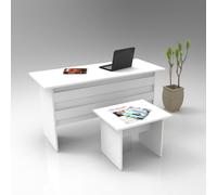 Skye Decor, modelo Vo8-W, juego de muebles de oficina, color blanco, 100% aglomerado melaminizado, dimensiones: 140 x 60 x 73,8 cm