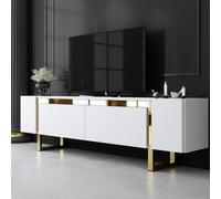 Skye Decor, modelo Yildiz: Mueble de televisión blanco y dorado, dimensiones: 180 x 50 x 30 cm