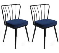Skye Decor, modelo Yıldız-944 V2, juego de dos sillas, color azul oscuro, 100% metal, dimensiones: 43 x 42 x 82 cm