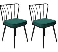 Skye Decor, modelo Yıldız-951 V2, juego de dos sillas, color verde, 100% metal, dimensiones: 43 x 42 x 82 cm