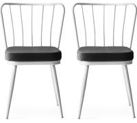 Skye Decor, modelo Yıldız - 962 V2, juego de dos sillas, color blanco, 100% metal, dimensiones: 43 x 42 x 82 cm