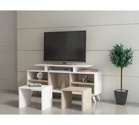 Skye Decor, mueble de TV moderno, 120 cm, fabricado con tablero de partículas de 18 mm de grosor, recubierto al 100% con melamina, con numerosos estantes, posibilidad de montaje en pared, disponible e