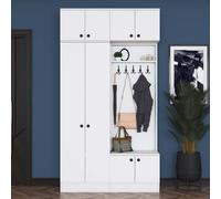 Skye Decor, Perchero de pie de alta calidad para la entrada, blanco, 119,6 x 226,4 x 37,5 cm | Fabricado con tablero de partículas de calidad E1, recubierto de melamina al 100%, con un grosor de 18 mm