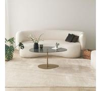 Skye Decor, Porto: Mesa de centro, color gris oscuro, detalles dorados, fabricada con vidrio templado al 100%, dimensiones: 90 x 60 x 40 cm