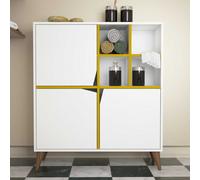 Skye Decor, Pulse: Armario multiusos, blanco, amarillo, fabricado con paneles de aglomerado revestidos al 100% con melamina, dimensiones: 100 x 30 x 115 cm