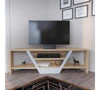 Skye Decor, Sares: Muebles de televisión de roble y blanco, color blanco, dimensiones: 120 x 36,8 x 35 cm