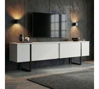Skye Decor, soporte de TV de alta calidad, 180 x 45 x 30 cm, fabricado con tablero de partículas de 18 mm de grosor, recubierto al 100% con melamina, en color blanco y . Diseño moderno para su hogar, 
