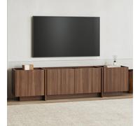 Skye Decor, soporte de TV de alta calidad, acabado en nogal Milano, 180 x 46 x 35 cm. Fabricado con tablero de partículas de 18 mm de grosor, recubierto al 100% con melamina. Incorpora bisagras con si