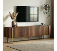 Skye Decor, soporte de TV de alta calidad, estilo barroco en madera de nogal con detalles dorados, 180 x 30 x 45 cm. Fabricado con tablero de partículas de 18 mm de grosor, recubierto al 100% con mela