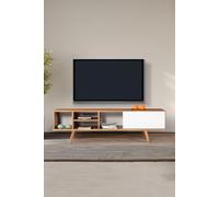 Skye Decor, soporte de TV de alta calidad (juego de 3 unidades), color nogal y blanco, 160 cm | 100% melamina