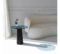 Skye Decor, Thales: Mesa auxiliar, color y azul, fabricada con vidrio templado al 100%, color , dimensiones: 50 x 50 x 50 cm