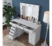 Skye Decor, tocador de alta calidad, blanco, 120 cm, con 11 luces, calidad E1