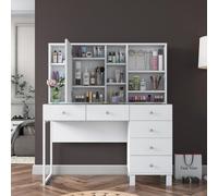 Skye Decor, tocador de alta calidad, blanco, 120 x 136,8 x 40 cm | Fabricado con panel de partículas de calidad E1, recubierto de melamina al 100%, con un grosor de 18 mm | Diseño moderno con numeroso