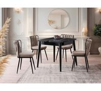 Skye Decor, Totem - 3041, mármol , mesa de comedor extensible, 80 x 75 x 80 cm, 100% tablero de partículas con revestimiento de melamina
