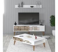 Skye Decor, Valensiya 140 - Blanco, Juego de muebles para sala de estar, Blanco, 100% aglomerado recubierto de melamina, 140 x 45 x 35 cm